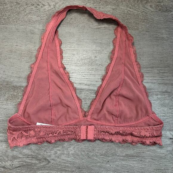 Free People Galloon Lace Halter Bra Bralette Mauve Pink Med - Picture 2 of 3